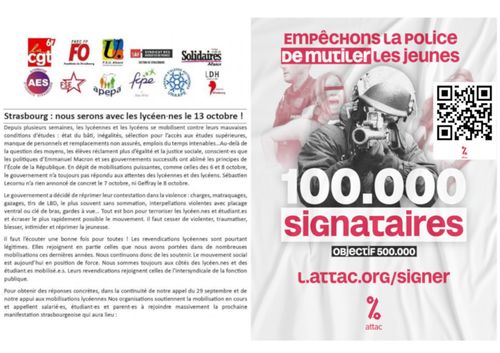 Mobilisation intersyndicale de soutien aux manifestations étudiantes et lycéennes. Pétition contre la répression violente