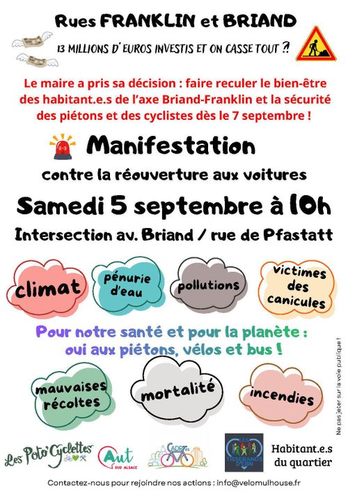 Manifestons pour garder les aménagements de notre ville et vivre avec le changement climatique !