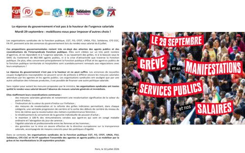 Journée intersyndicale et nationale de grève et de manifestations de la fonction publique !
